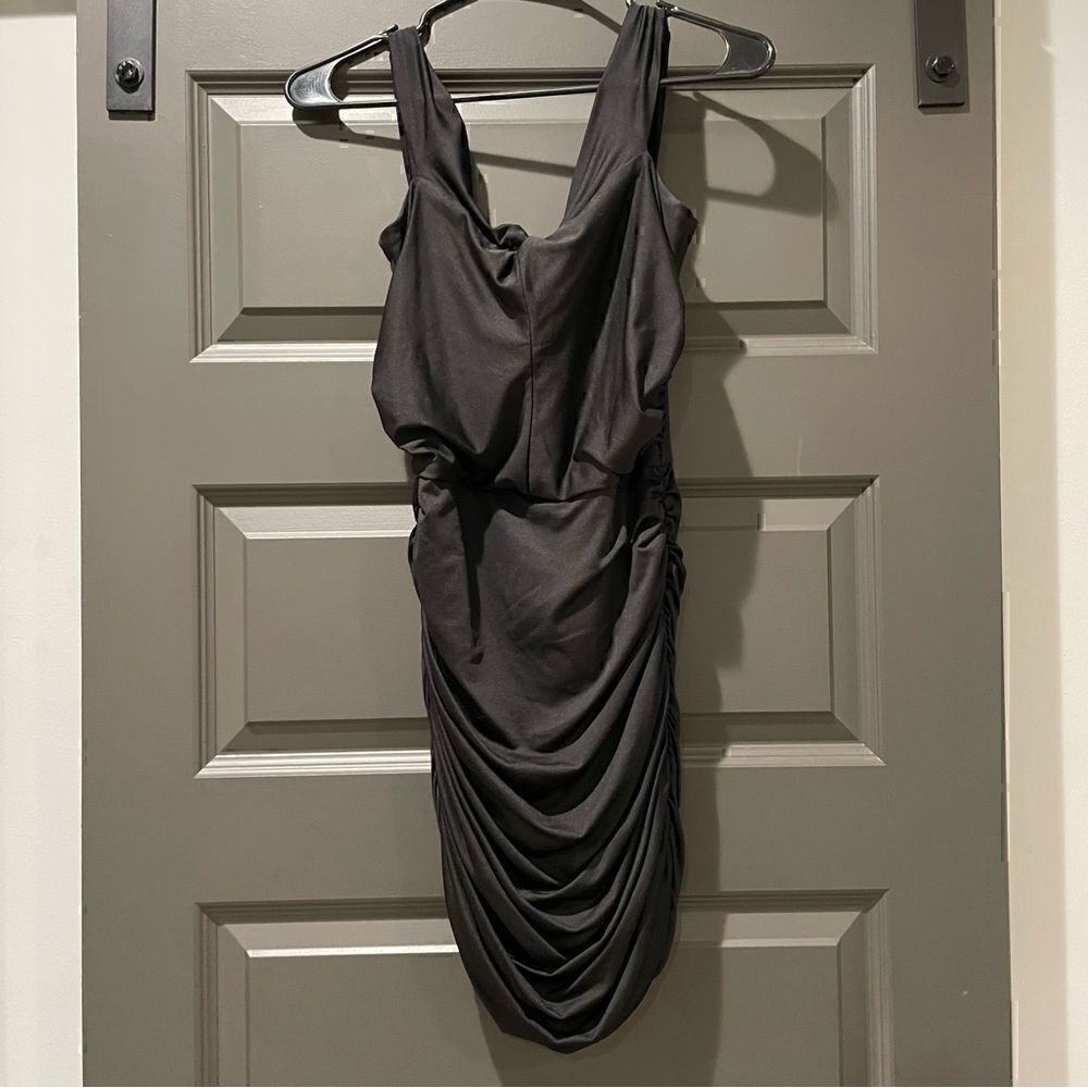 NWOT Black Ruched Mini Dress